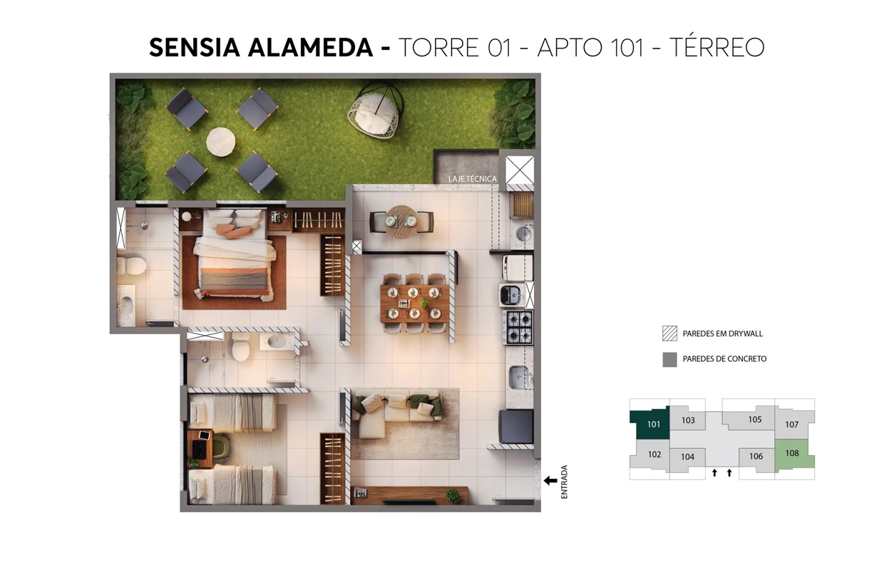 Planta Torre 01 · Apto 101 · Térreo