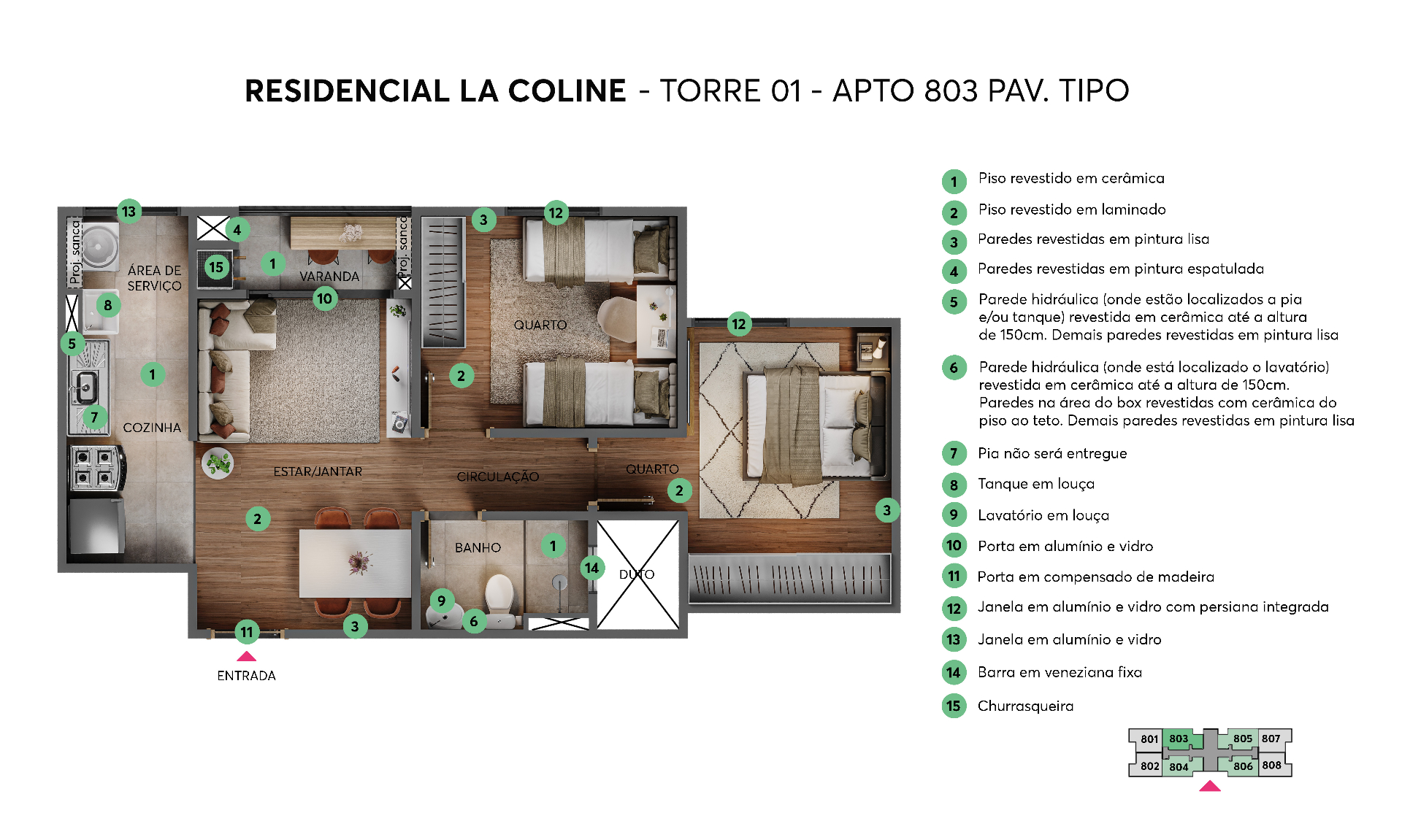 Planta apartamento 803 pavimento tipo – Residencial La Coline