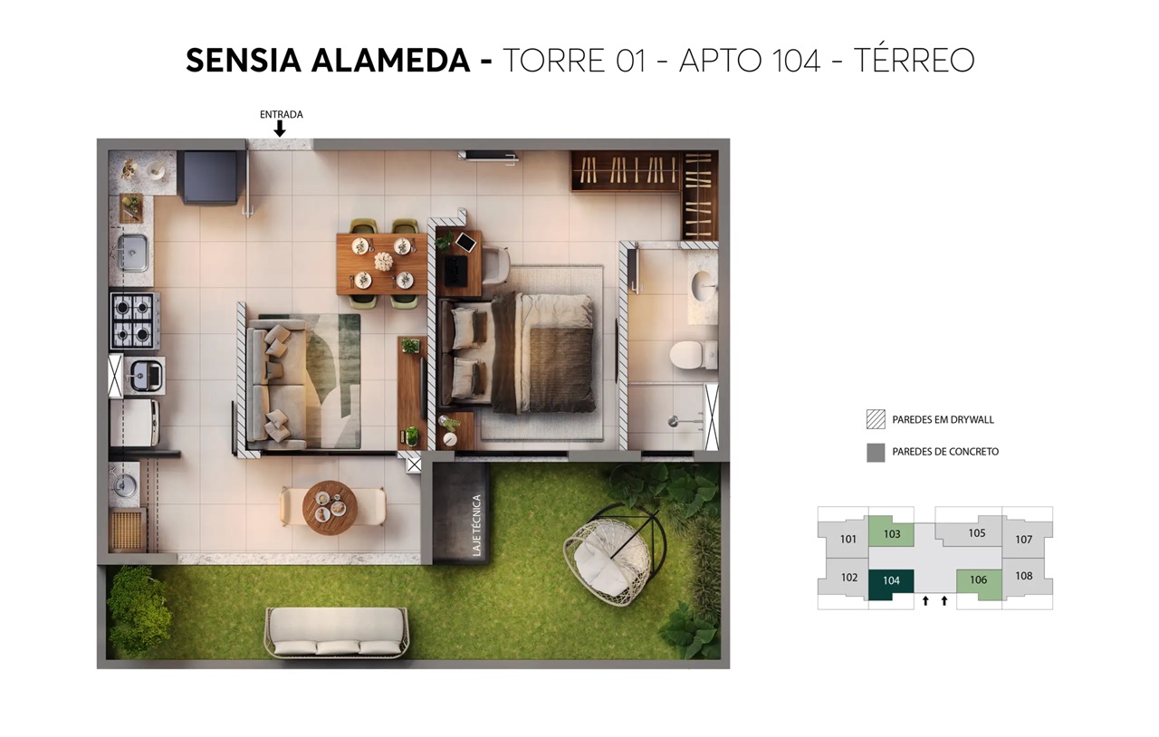 Planta Torre 01 · Apto 104 · Térreo