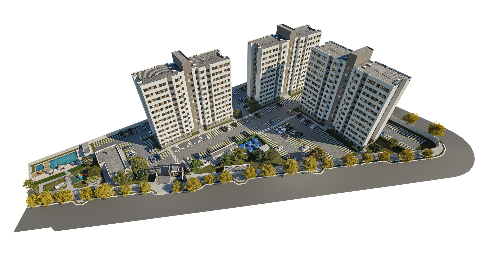 Perspectiva aérea do Residencial La Coline em Londrina