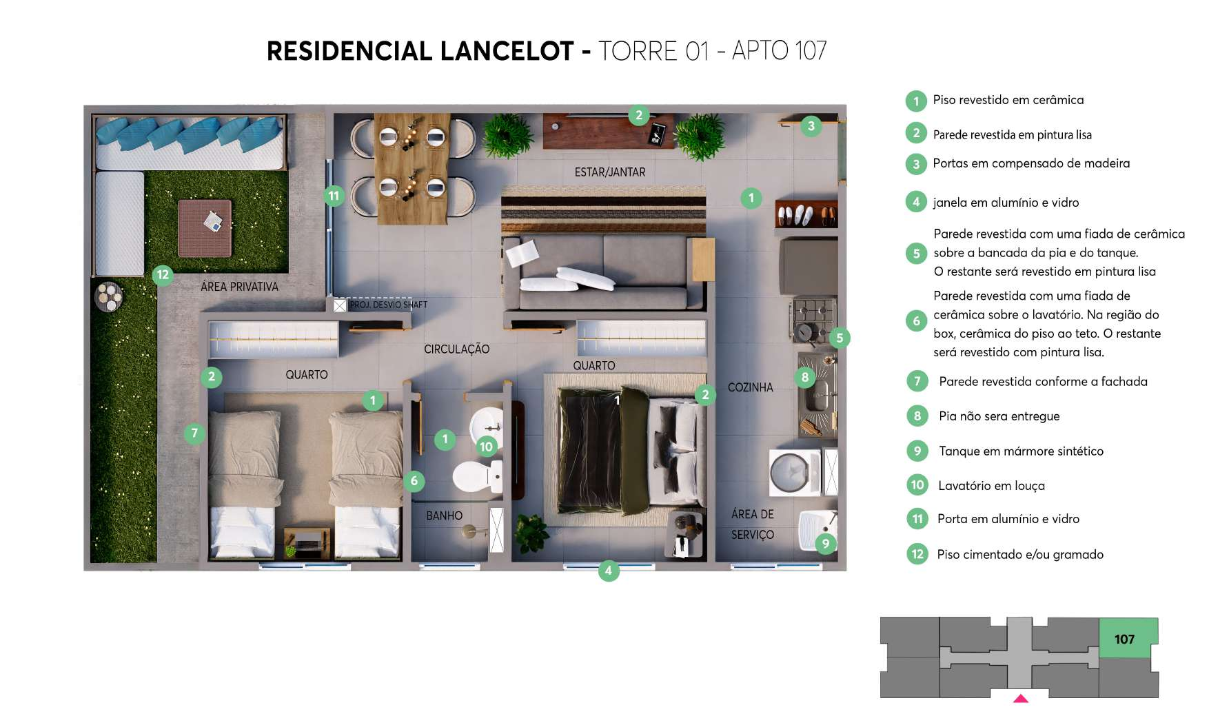 Torre 01 — Apto 107 (Garden)