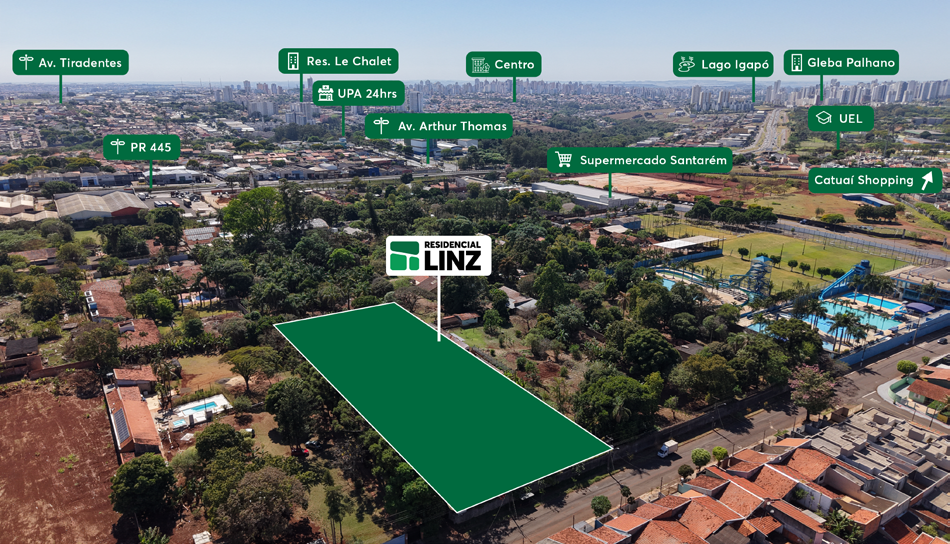 Imagem aérea de localização do Residencial Linz