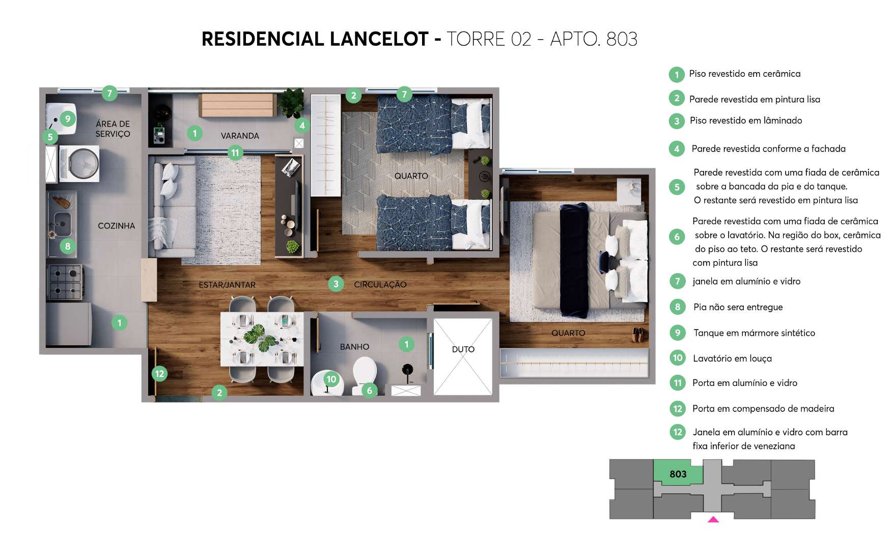 Torre 02 — Apto 803 (Pavimento tipo)